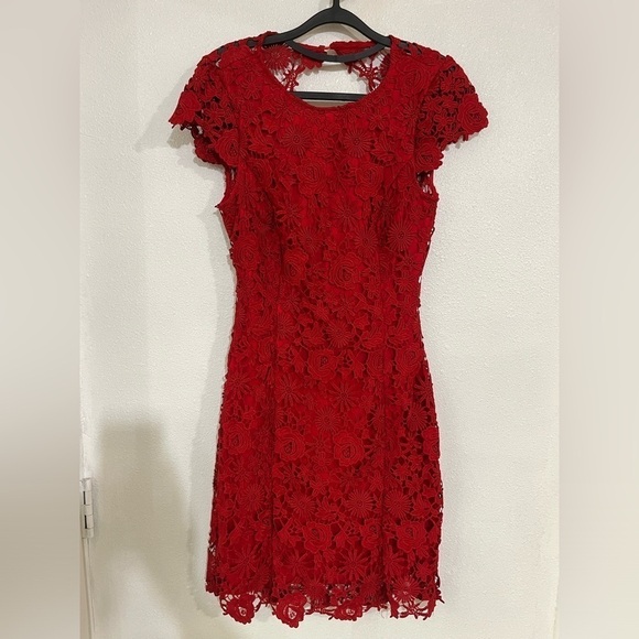 Lulu’s  Cóctel dress lace embroidered size S red prom formal - Picture 1 of 6